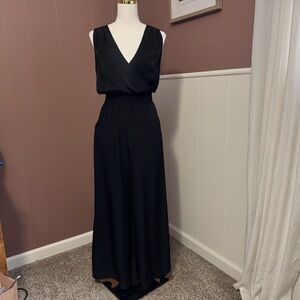 Plastic Island Women’s Black Sleeveless Wide Leg Jumpsuit